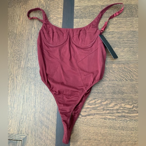 LIONESS Je T'aime Bodysuit Tank Sleeveless Burgundy Wine Women’s Size XL NEW - Picture 5 of 11